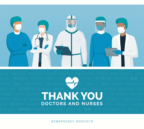 Frontline workers illustration for COVID-19 post
