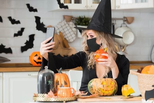 Witch on Zoom photo for Halloween entertainment post