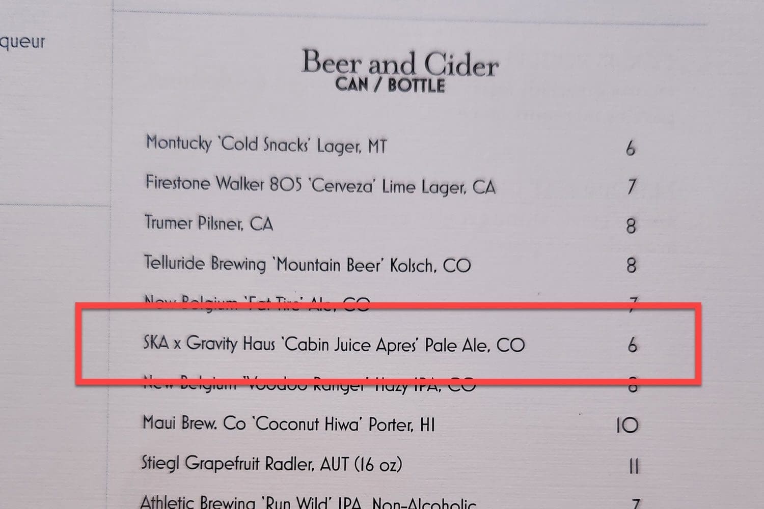 SKA Brewing and Gravity Haus menu photo for collaborations post