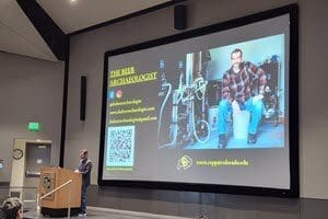 Beer Archaeologist lecture at CU campus photo for excitement post