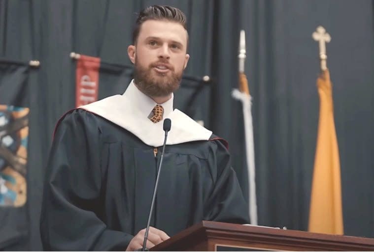 Butker commencement speech photo for crisis communications post